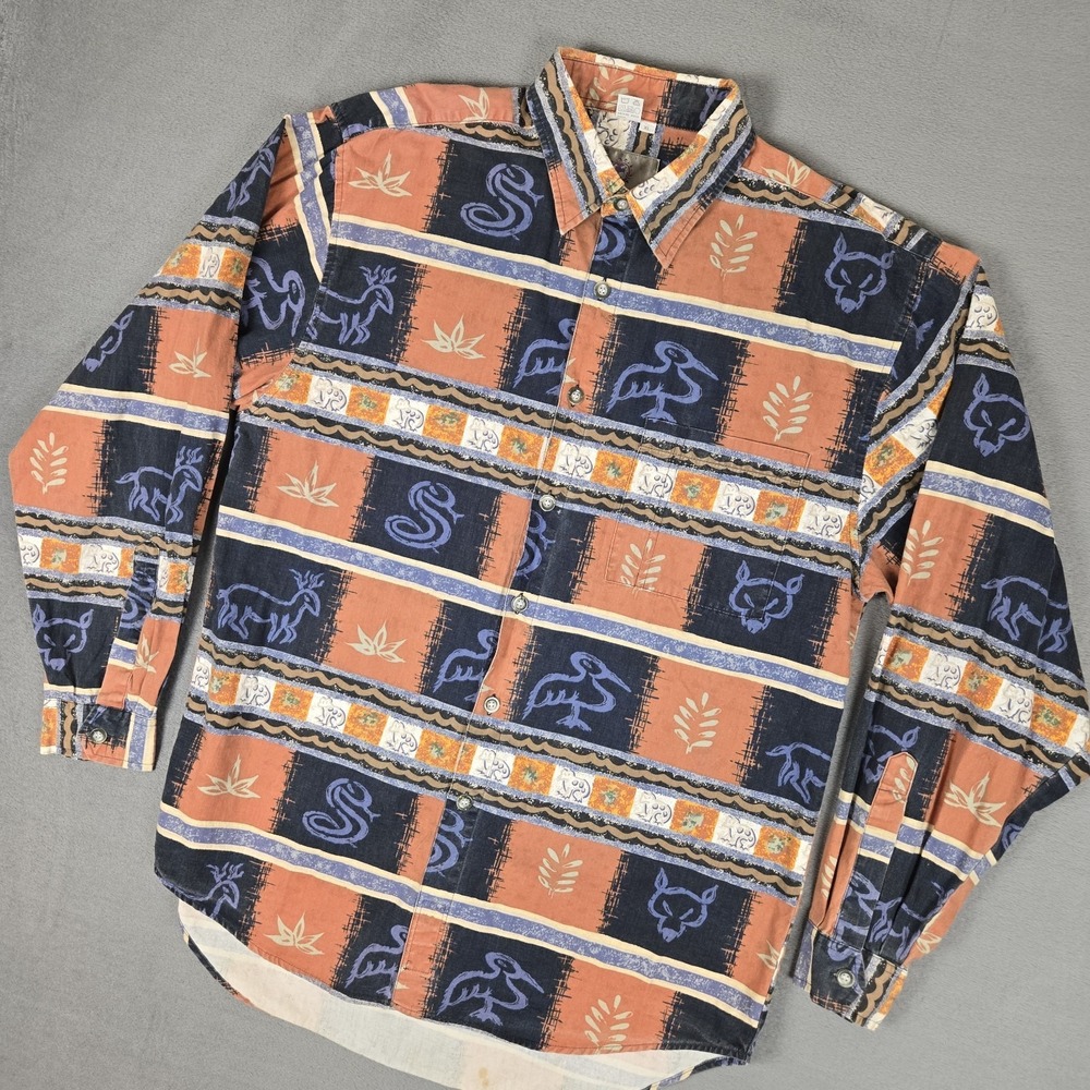 The Territory Ahead Shirt Mens‎ XL Tribal Print AOP Button Down Multicolor VTG
